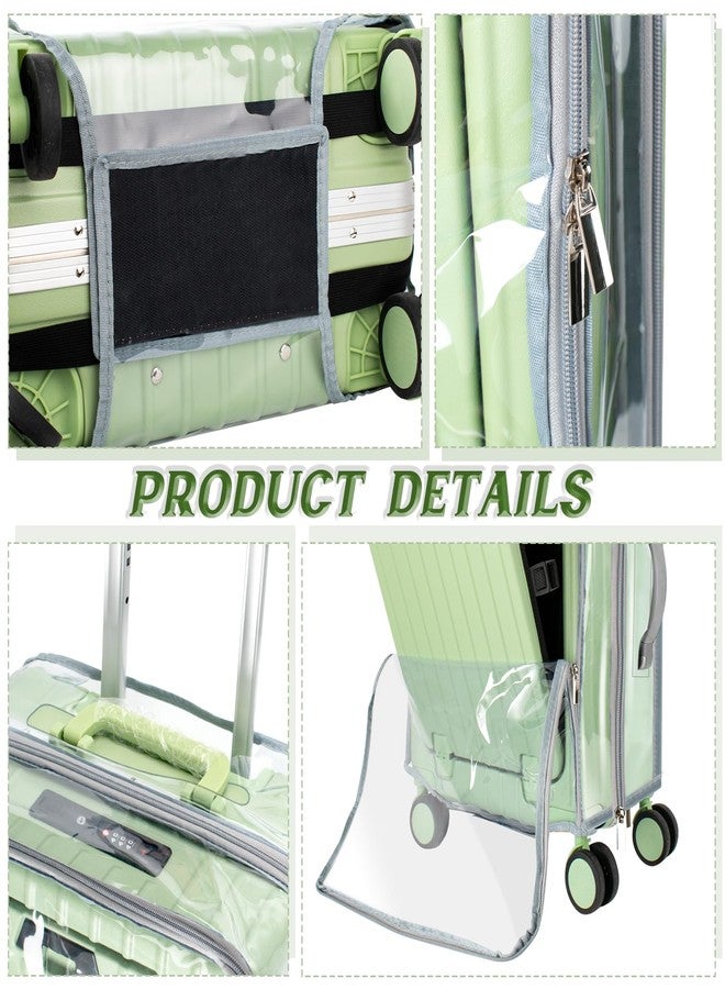 TAZKZZY Clear PVC Suitcase Cover Protector, Carry on Luggage Protective Covers for Wheeled Suitcase Waterproof Dustproof Anti-scratch, Special Designed for 20" Luggage with Front Open Pocket, No Disassembly - Image 4